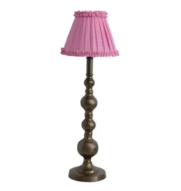 Table Lamp w/ Silk Shade Brass Finish Pink
