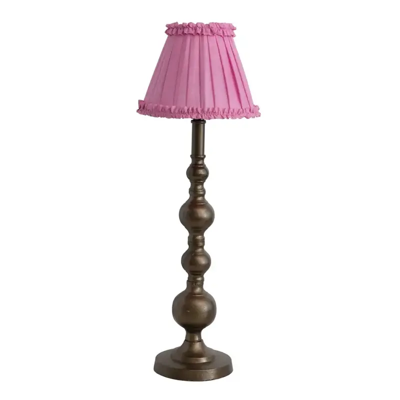Table Lamp w/ Silk Shade Brass Finish Pink