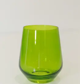 Estelle Colored Glass Forest Green Stemless Wine Glass