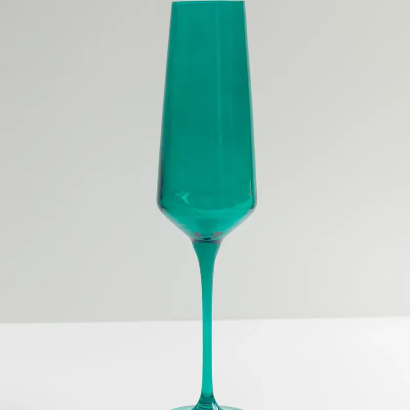 Estelle Colored Glass Emerald Green Champagne Flute