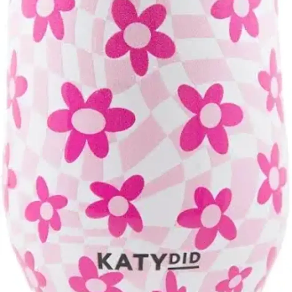Pink Flower with Groovy Checkered Wine Tumbler