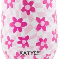 Pink Flower with Groovy Checkered Wine Tumbler