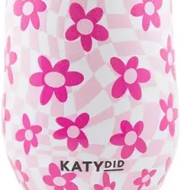 Pink Flower with Groovy Checkered Wine Tumbler