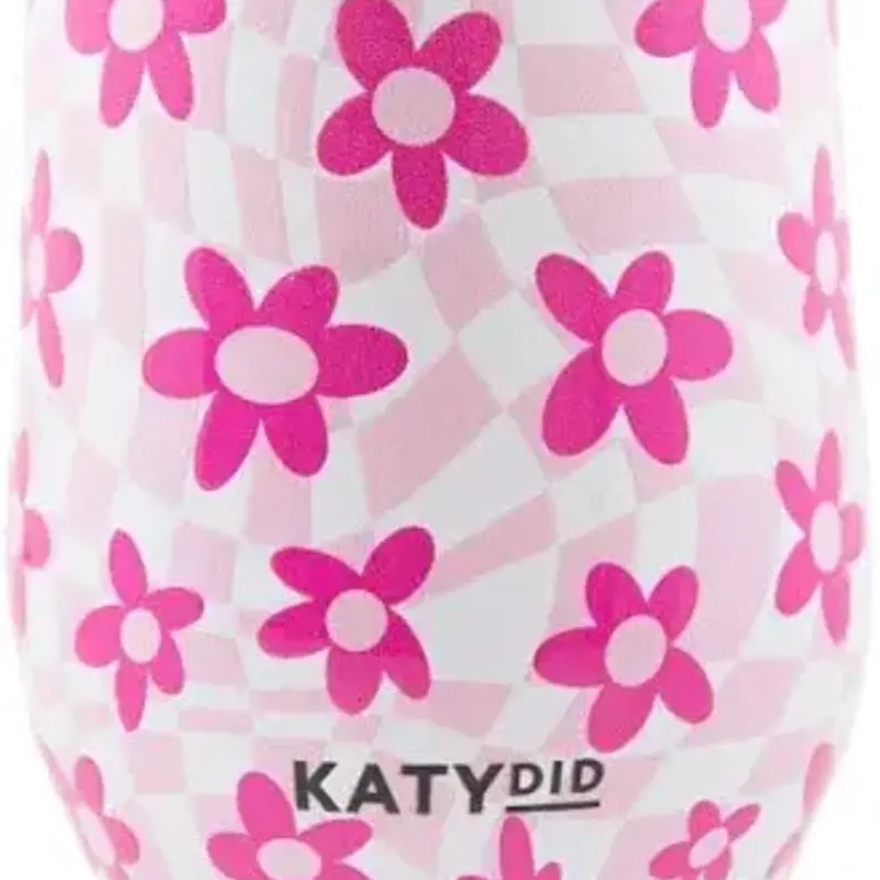 Pink Flower with Groovy Checkered Wine Tumbler