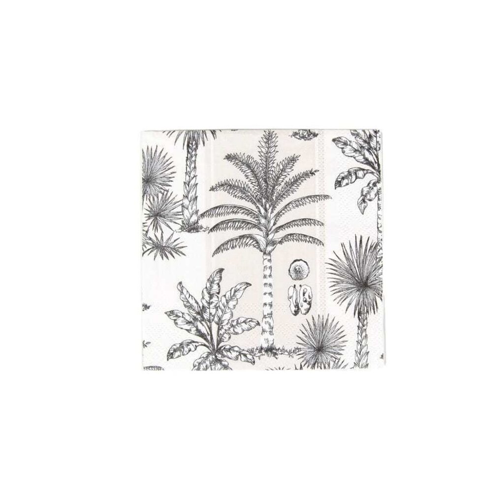Napkin Cocktail Southern Palms Flax/White