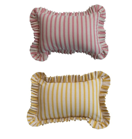 Printed Lumbar Pillow w/ Stripes