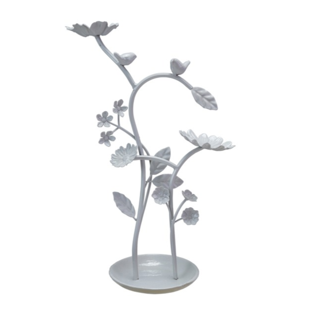 Metal Jewelry Holder w/ Flowers & Birds