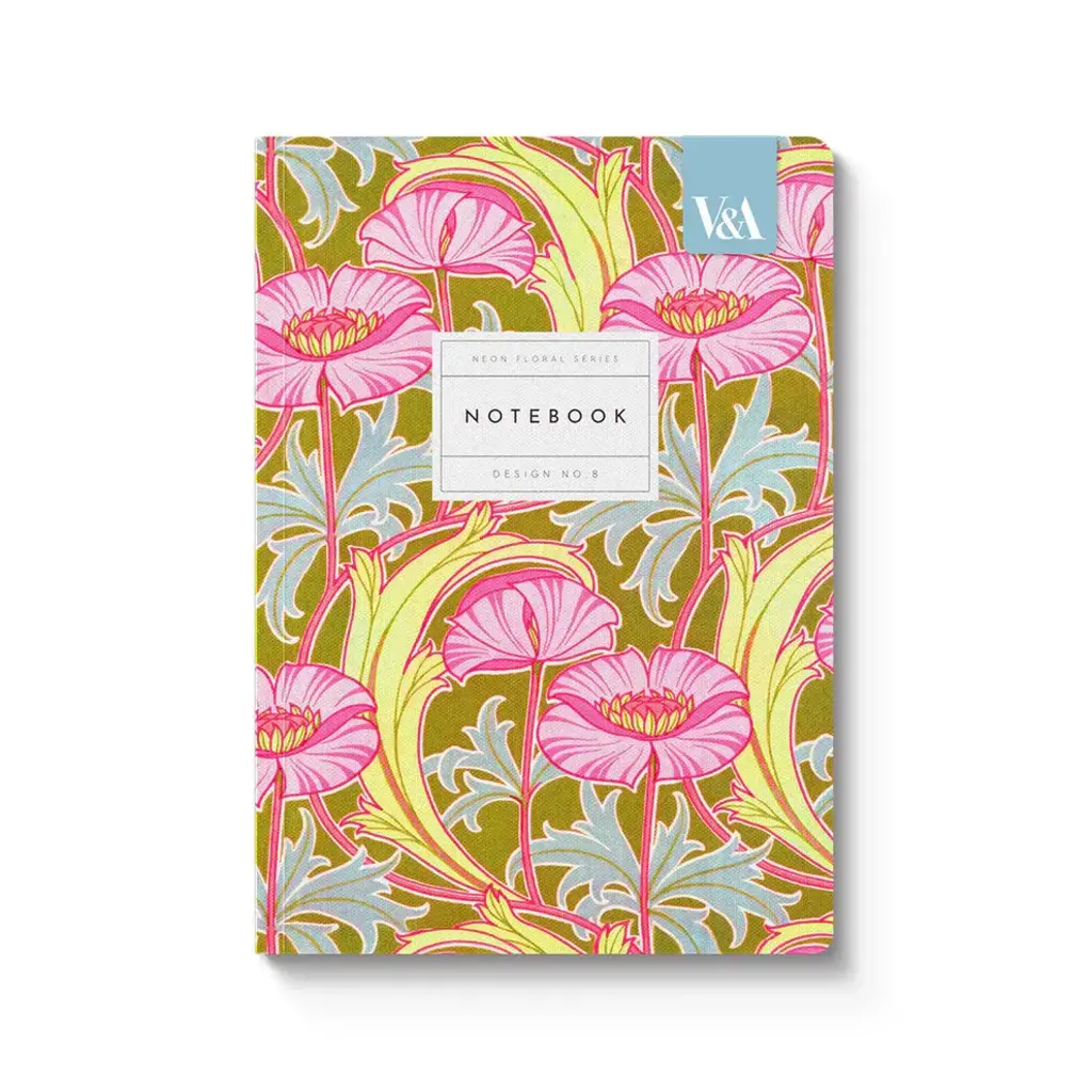 Neon Floral Pink Poppies Notebook