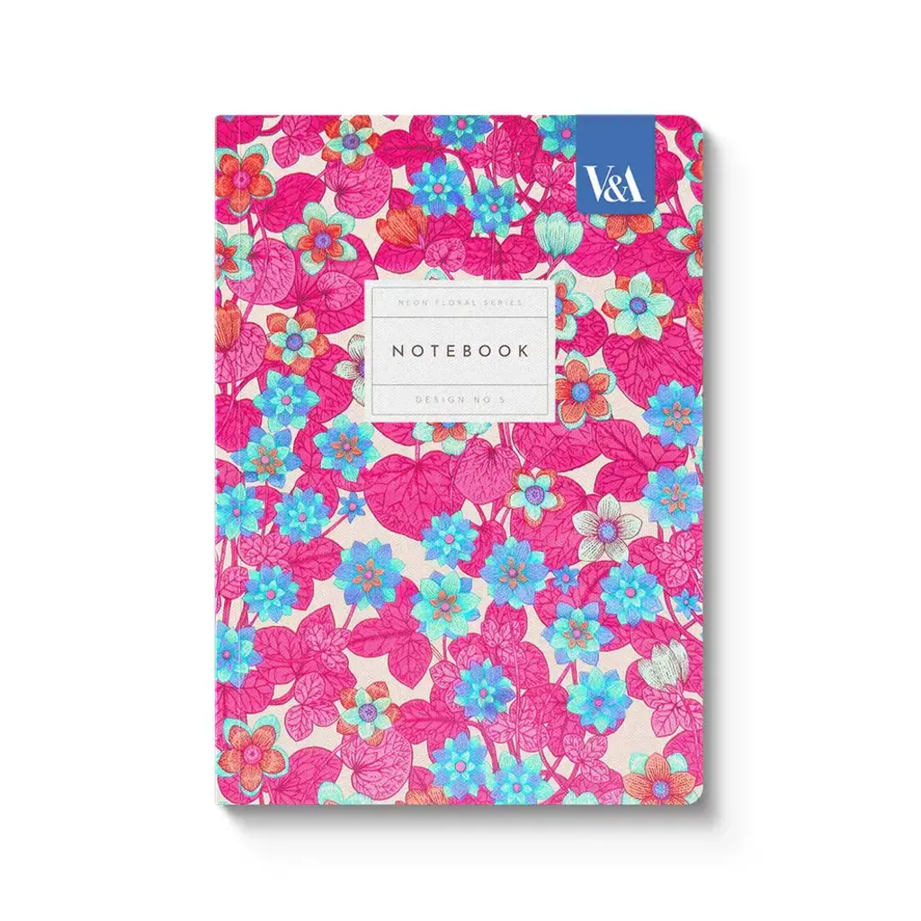 Neon Floral Pink and Blue Notebook
