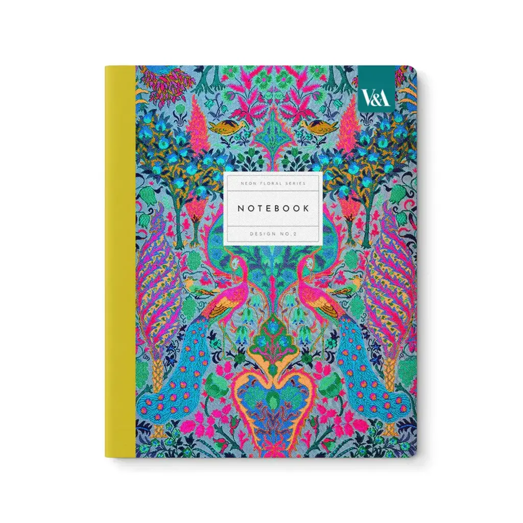 Neon Floral Peacock Exercise Book