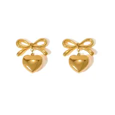 Bow Heart Studs