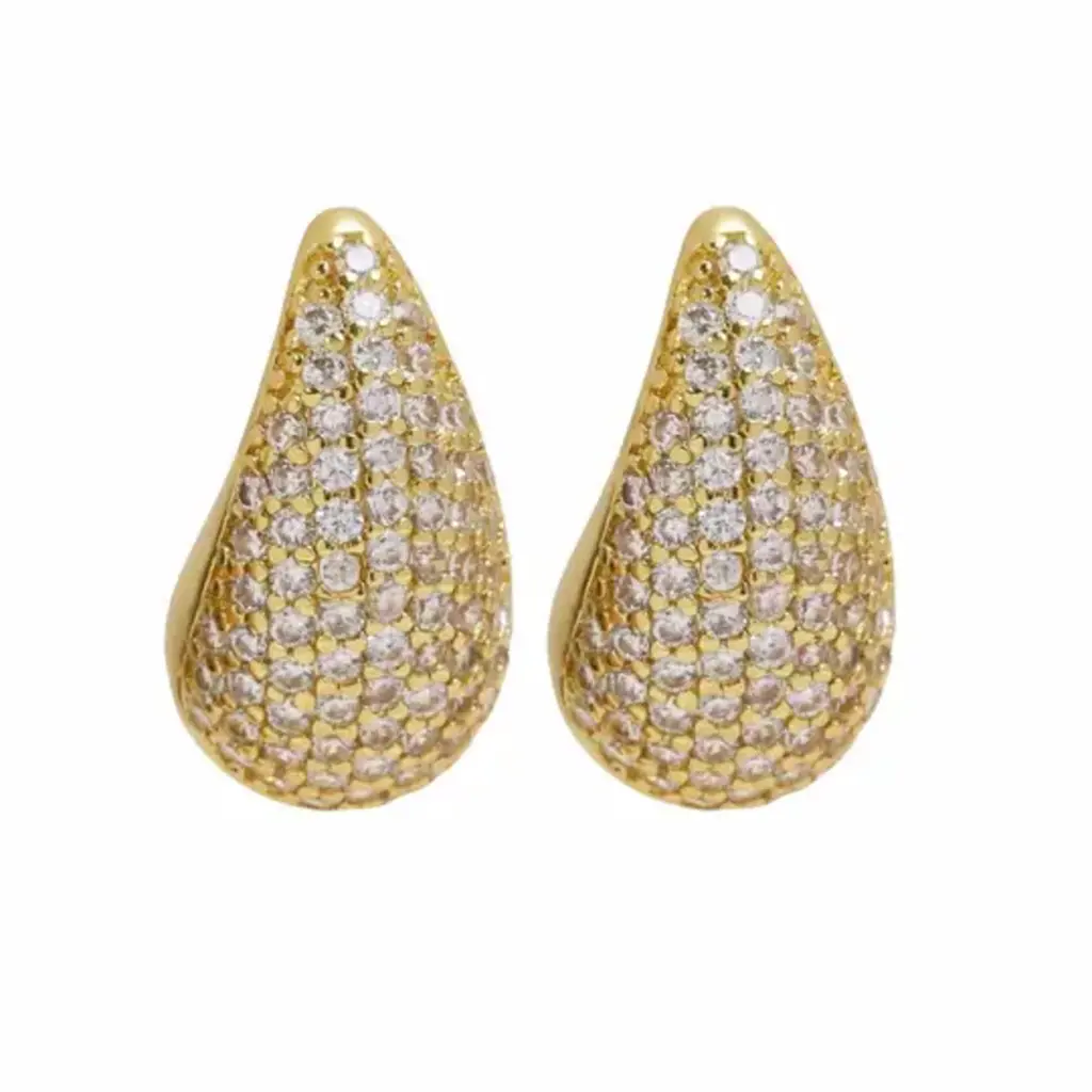 Pave Clear Drop Hoops