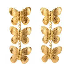 Triple Butterfly Studs