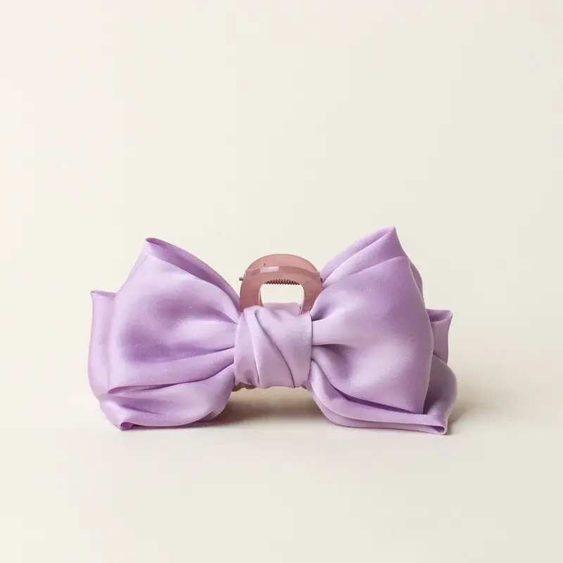 Satin Bow Claw Clip - Lilac