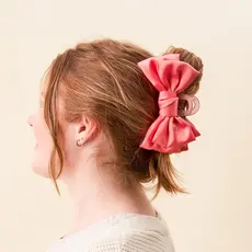 Satin Bow Claw Clip - Rose