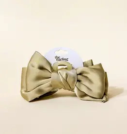 Satin Bow Claw Clip - Green