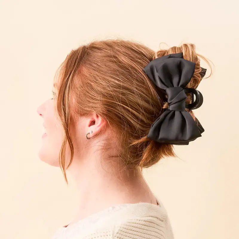 Satin Bow Claw Clip - Black