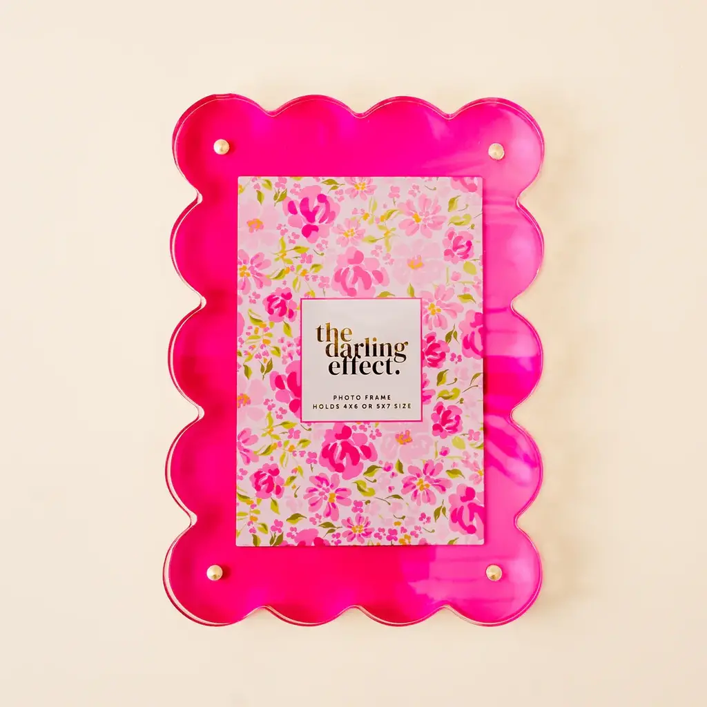 Rectangle Scalloped Frame - Hot Pink