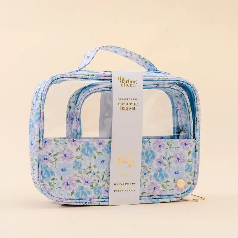 Clearly Chic Cosmetic Bag - Secret Garden Blue
