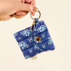 Puffy Earbud Case Keychain - Navy Floral