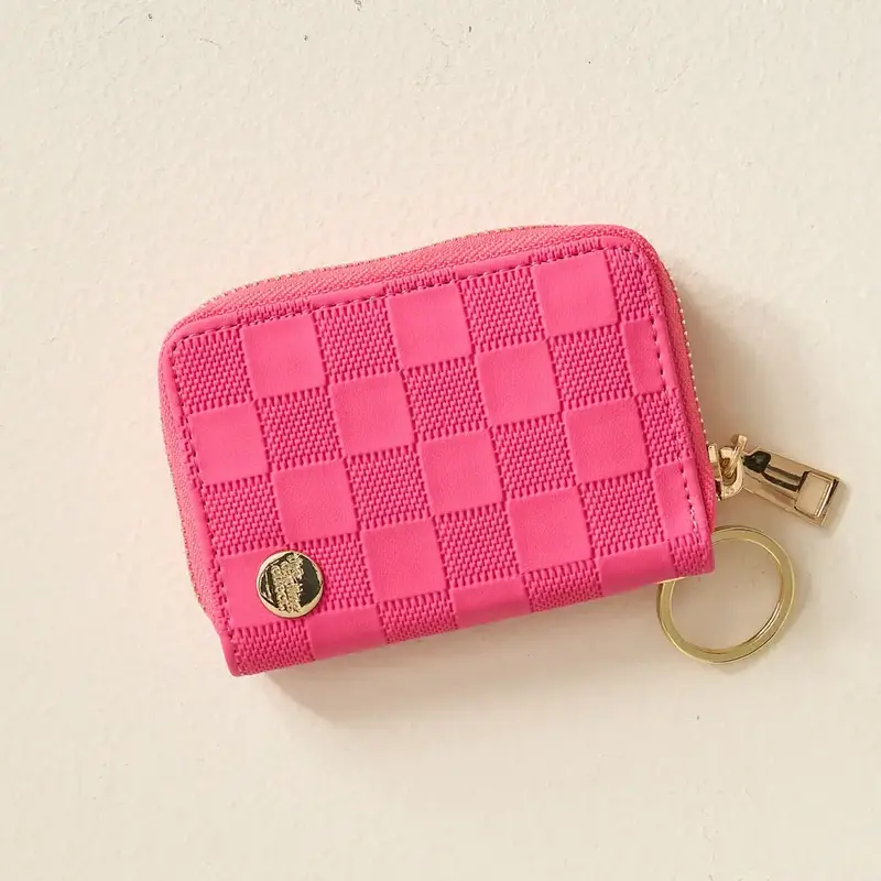 Zip Around Wallet  - Hot Pink Check