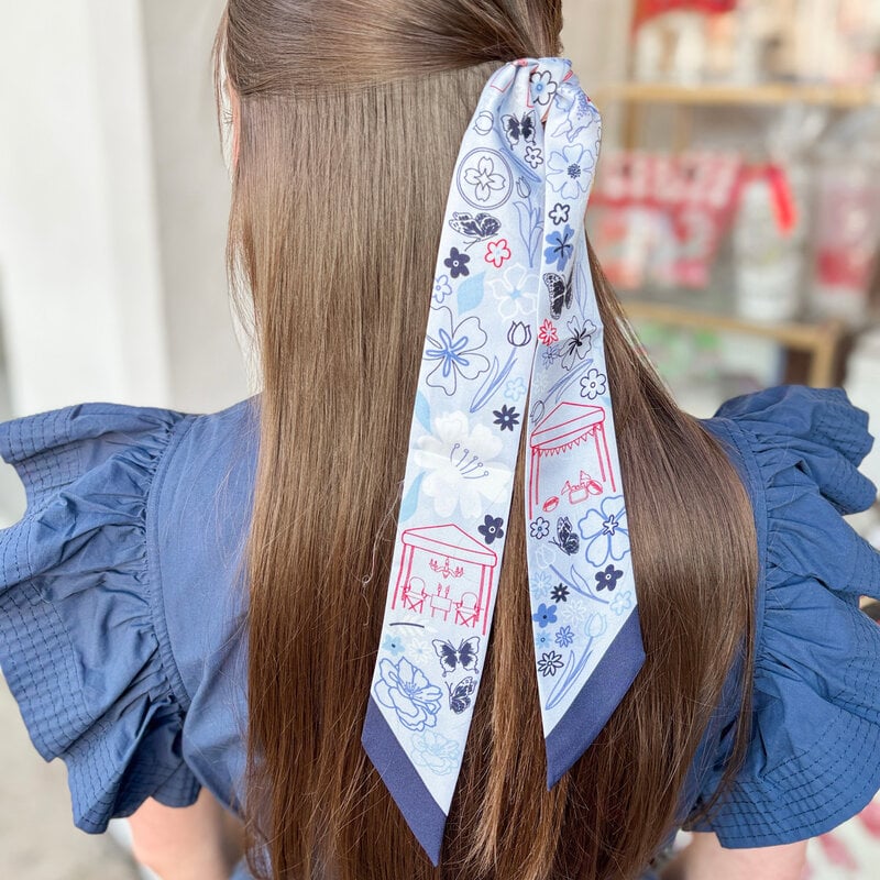 University Silk Twilly Scarf - Powder Blue