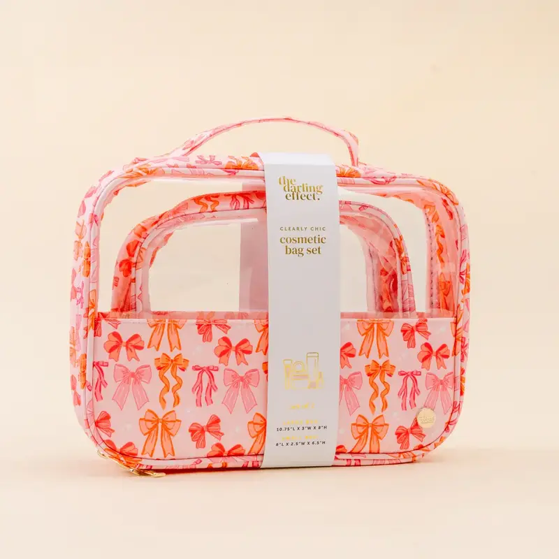Clear Cosmetic Bag- Blushing Bows