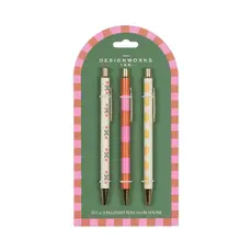 Set of 3 Pens - Flower, Stripe, Lemon