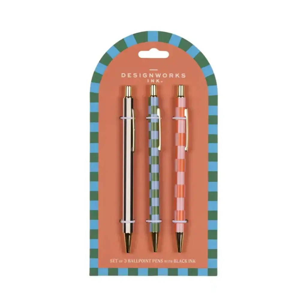 Set of 3 Pens - Stripes & Checks
