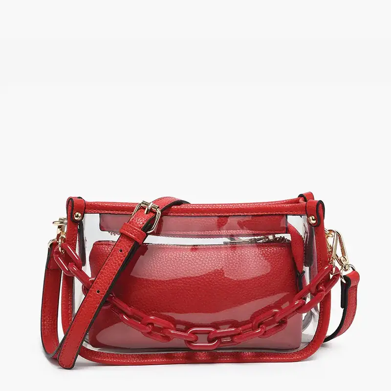 Jessica Clear Crossbody - Red
