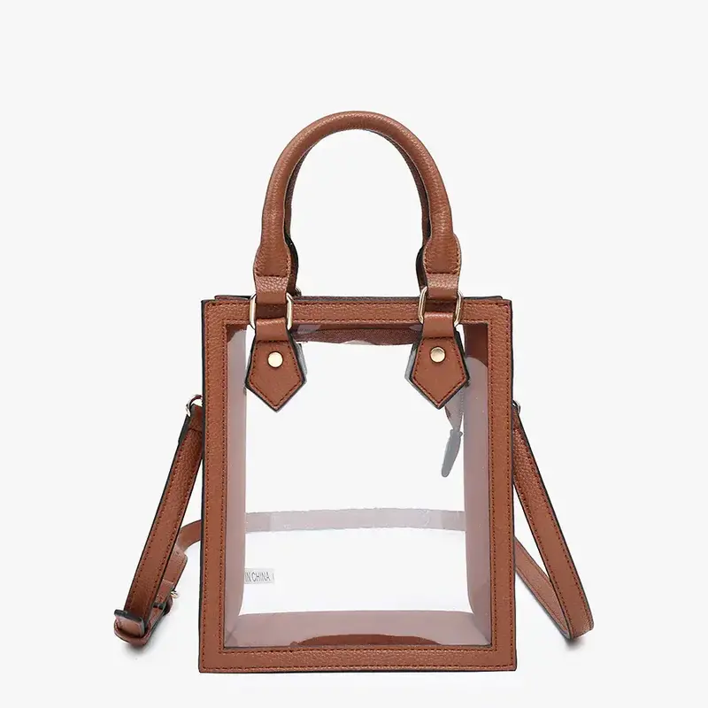 Elise Clear Rect Crossbody - Brown