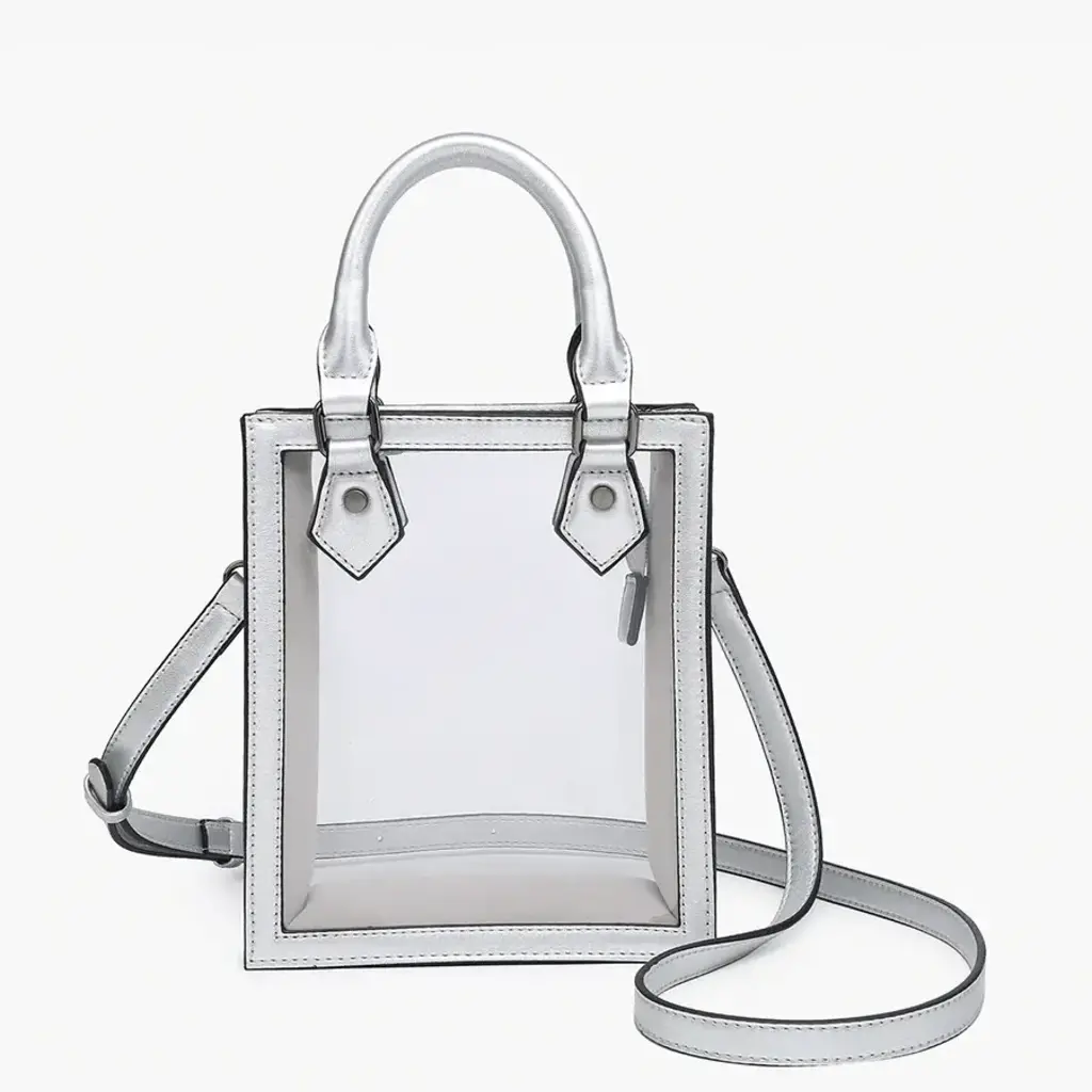 Elise Clear Rect Crossbody - Silver