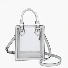 Elise Clear Rect Crossbody - Silver
