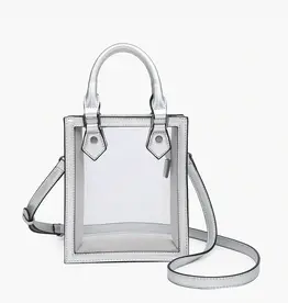 Elise Clear Rect Crossbody - Silver