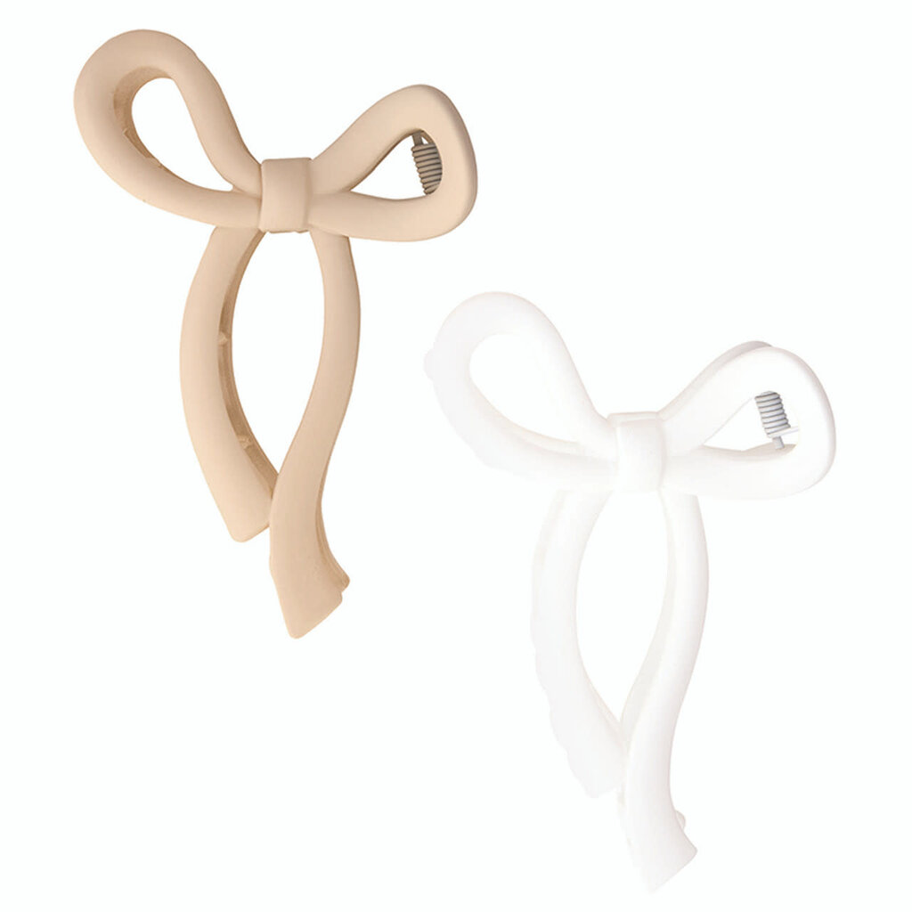 Bow Claw Clip - Set of 2 - Flax + White