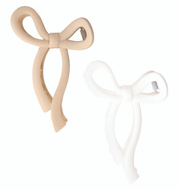 Bow Claw Clip - Set of 2 - Flax + White