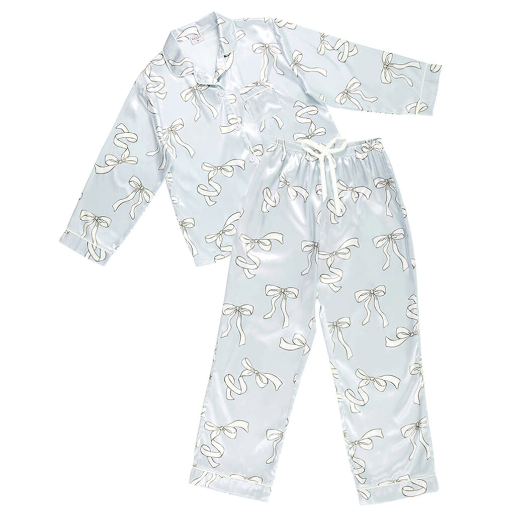 Long Sleeve PJ Set - Blue Bow - Large