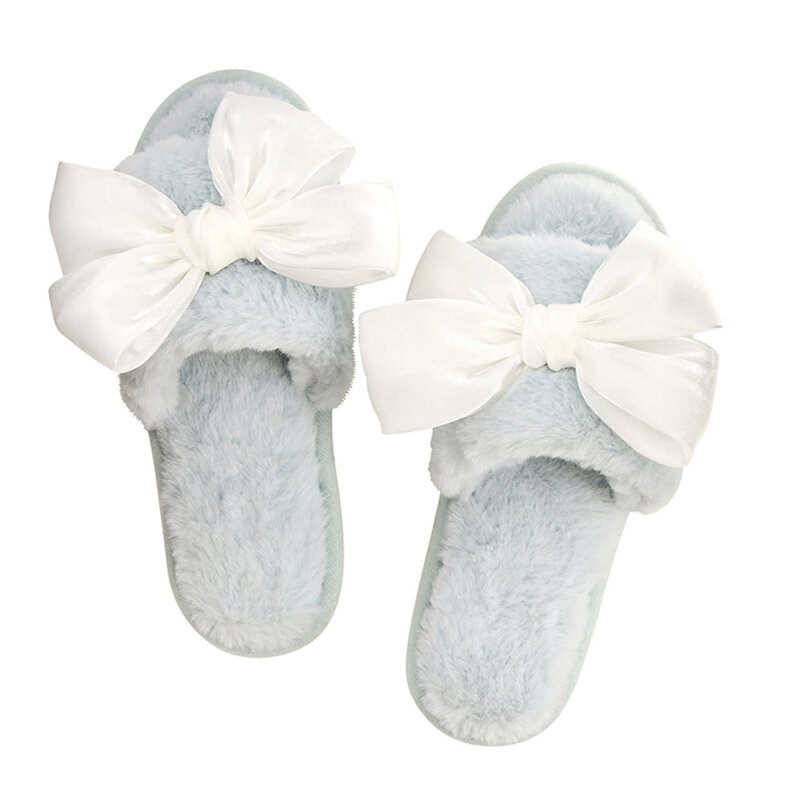 Slippers - White Bow - M(7/8)