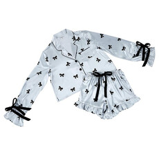 Cropped PJ Set Velvet Bows - Black Bows - Small