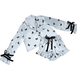 Cropped PJ Set Velvet Bows - Black Bows - Medium
