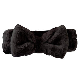 Plush Bow Spa Headband - Black