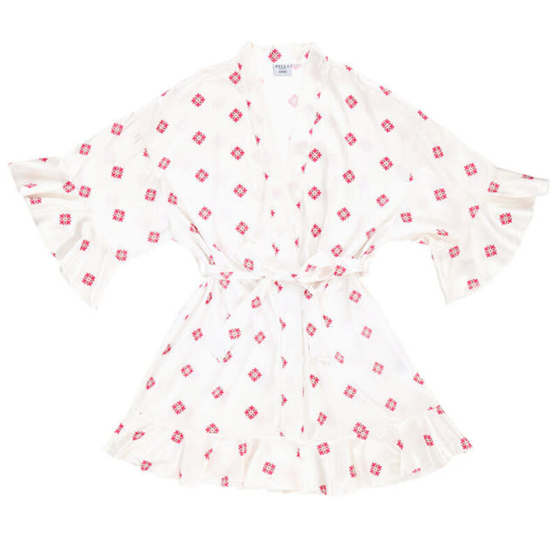 Bella Sleep & Spa Ruffled Satin Robe - Moroccan - S/M
