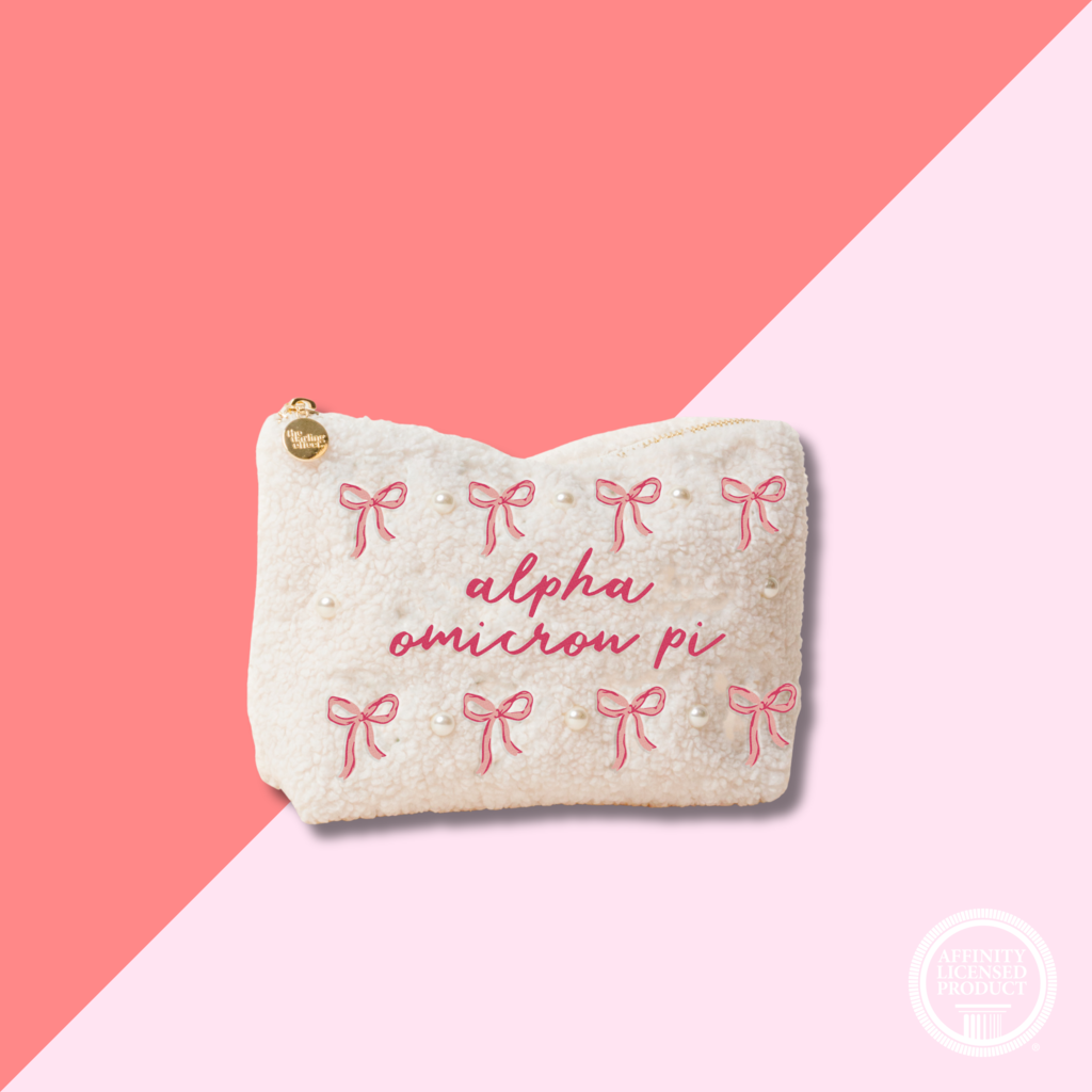 The Darling Effect AOPI Bows & Pearls Teddy Pouch