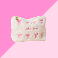 The Darling Effect Phi Mu Bows & Pearls Teddy Pouch