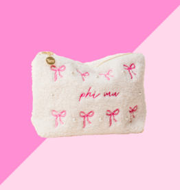 The Darling Effect Phi Mu Bows & Pearls Teddy Pouch