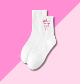 The Darling Effect Phi Mu Embroidered Crew Socks