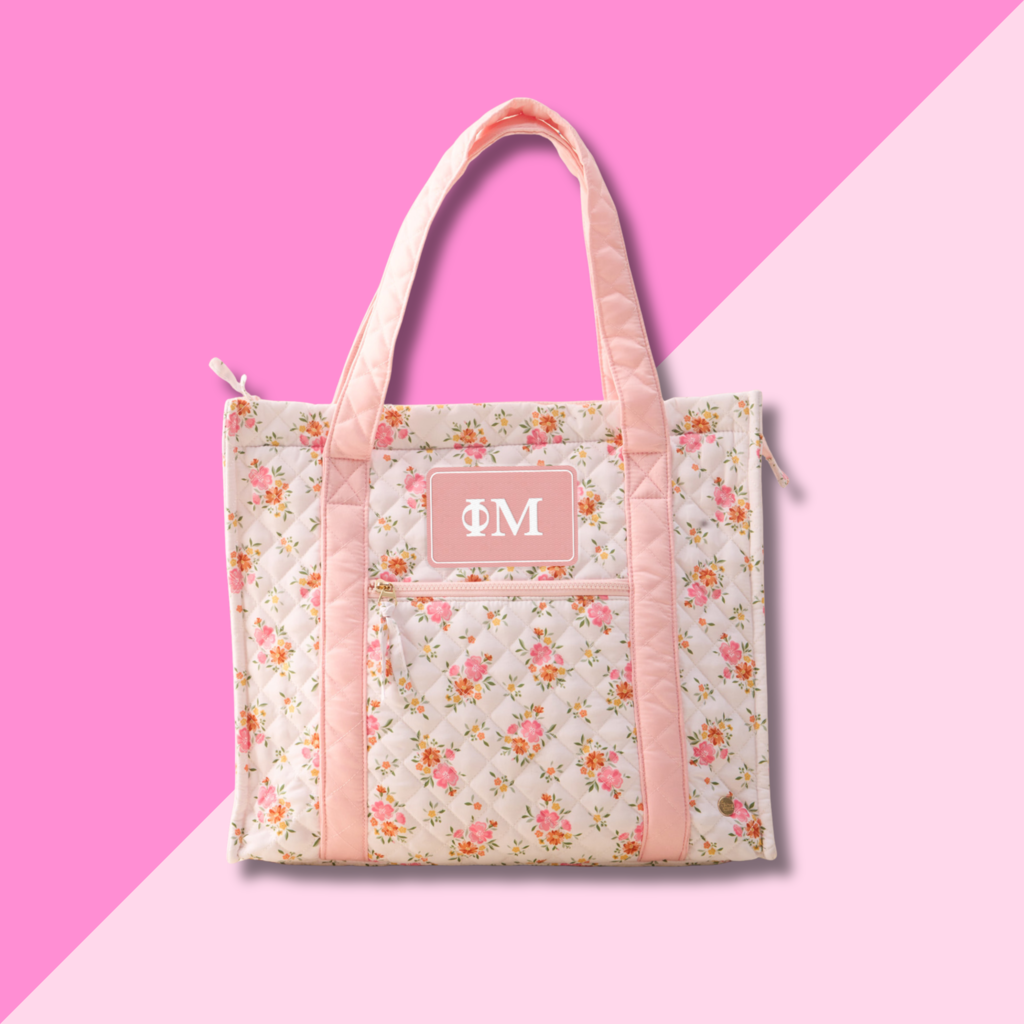The Darling Effect Phi Mu Quilted Tote Bag