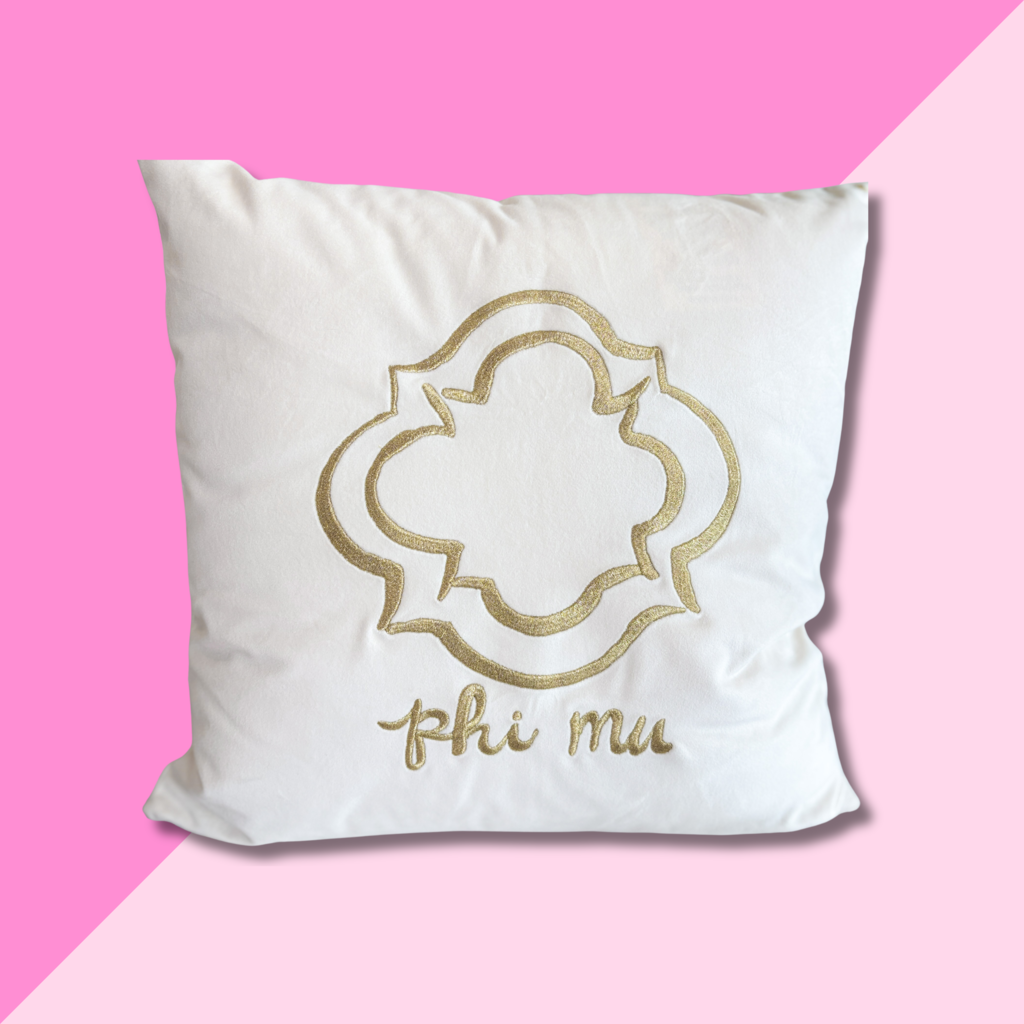 Over The Moon PHI MU Velvet Square Pillow