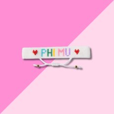 Over The Moon PHI MU Rainbow Letters Beaded Bracelet