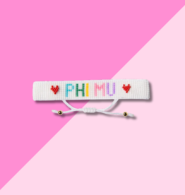 Over The Moon PHI MU Rainbow Letters Beaded Bracelet